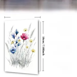 Detailed size specifications of 300GSM floral greeting card and envelope set for gifts
