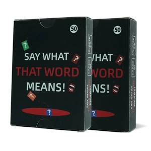 SAY WHAT THAT WORD MEANS! party board game with 50 cards for 2-6 players, black retail box