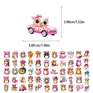56 pieces of cute pink cartoon owl graffiti stickers for girls in various poses