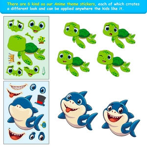 Educational ocean animal DIY puzzle stickers featuring turtles and sharks for kids