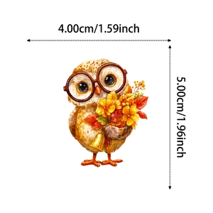 Cute pink owl sticker showing detailed product dimensions of 5.00cm by 4.00cm
