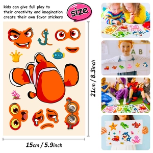 Clownfish ocean life puzzle stickers for children DIY creative manual play sets 6 pack