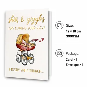 Λεπτομέρεια κάρτας 12x18cm με χειροποίητο ρετρό καρότσι και τον αντίστοιχο φάκελο δώρου