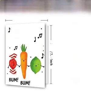 Detailed size specifications for a 12x18cm cartoon greeting card with 300GSM cardstock