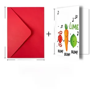 Creative cartoon carrot and lime birthday card set with a large red envelope