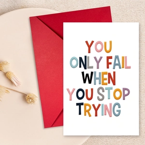 Inspirational Greeting Card and Red Envelope Colorful Typography Quote Card for Friends Colleagues Encouragement Gift