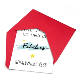 Carte de vœux minimaliste 'Fabulous' avec design aquarelle et enveloppe rouge