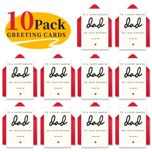 Detail of 10-pack Father's Day birthday cards with red envelopes in minimalist design