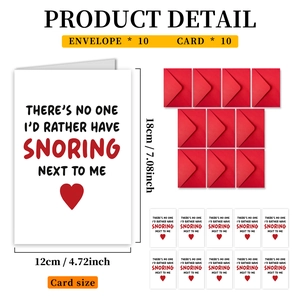 Detail view of foldable engagement cards with red envelopes and size specifications