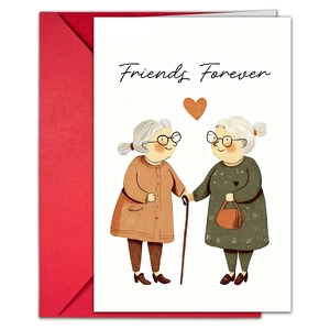 Σετ ευχετήριων καρτών με εικονογράφηση Friends Forever και έντονο κόκκινο φάκελο