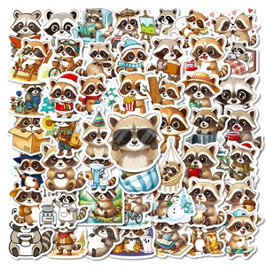 Cute Raccoon Cartoon Stickers Waterproof PVC Vinyl Decals For Laptop Water Bottle Scrapbook Luggage Guitar DIY Decoration