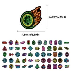 56Pcs neon racing graffiti stickers set for luggage and laptop decoration