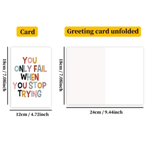 Macro view of motivational card with text You Only Fail When You Stop Trying 12x18cm