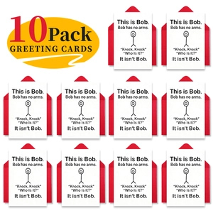 Set of 10 minimalist humor greeting cards with stick figure art and red envelopes