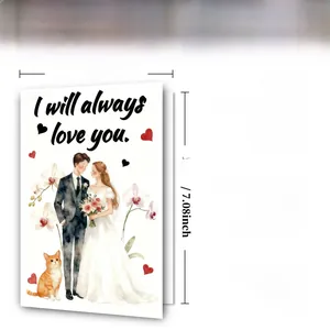 Detail of 300GSM cardstock thickness and watercolor wedding card dimensions in 12x18cm