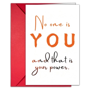 Minimalist greeting card set with red envelope and inspirational quote on premium paper