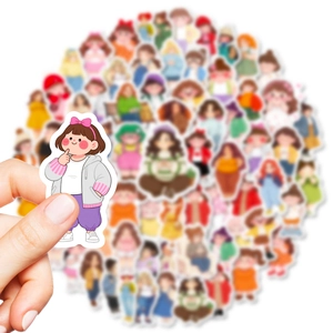 56 schattige mollige meisjes cartoon stickers voor decoratie op helmen en bureaus