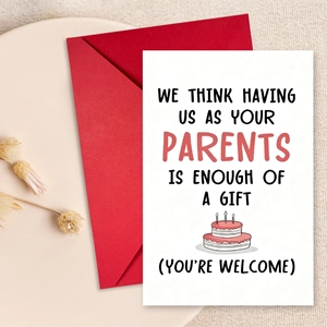 Humorous Birthday Greeting Card With Envelope Funny Parents Gift To Daughter Son Paper Card With Birthday Cake Illustration