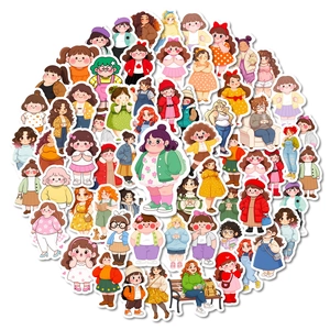 Set van 56 schattige cartoon stickers met volle meisjes voor laptops en helm decoratie