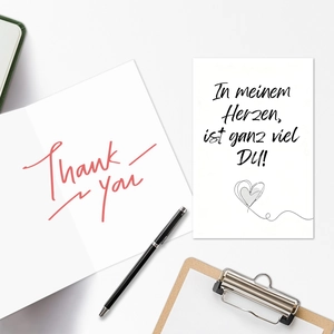 Minimalistisches Valentinstag-Kartenset mit Handschrift und Herz-Illustrationen