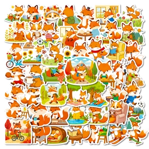Juego de Pegatinas de Zorro de Dibujos Animados Calcomanías de Grafiti de Animales para Niños Botellas de Agua Laptop Equipaje Scrapbook Pegatinas Impermeables