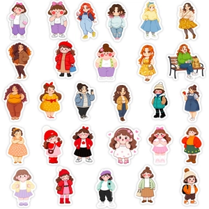Set van 56 schattige plus-size meisje stickers voor helmen en laptop decoraties