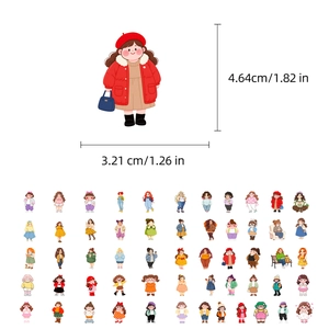 Gedetailleerde maatspecificaties voor schattige meisjesstickers met hoogte van 4,64 cm
