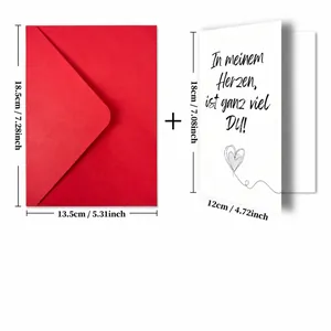 Valentijnsdag kaartenset met rode envelop en witte kaart van 18cm bij 12cm grootte