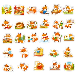 Pack de 56 pegatinas de zorros lindos para manualidades infantiles y decoración creativa