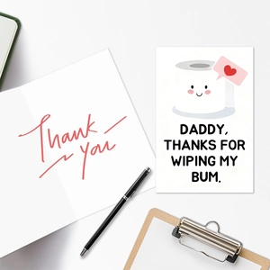 Divertente biglietto di auguri per papà con carta igienica e scritta interna