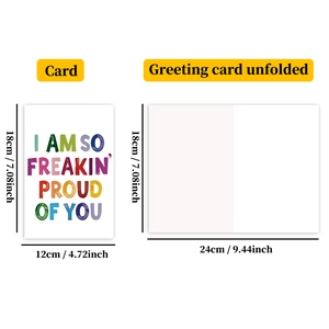 Detalle de dimensiones plegadas y desplegadas de la tarjeta de felicitación motivacional