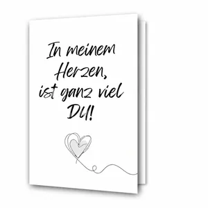 Detail van 300GSM Valentijnskaart en envelopset met hartafbeelding en Duitse tekst