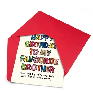 Colorful Happy Birthday greeting card set with red envelope for brother