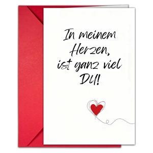 Nahaufnahme der Grußkarte zum Valentinstag mit rotem Herz und Umschlag-Set