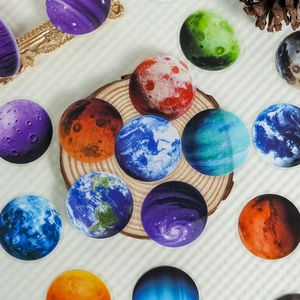 56 pieces of planet series waterproof PET stickers featuring colorful space celestial bodies