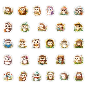 Colección de 25 pegatinas de erizos con diseños de naturaleza y lectura para niños