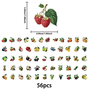 56 pegatinas de frutas realistas en PET transparente con dimensiones para scrapbooking