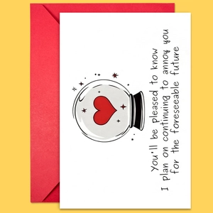 Creative greeting card set with cartoon crystal ball illustration and red envelope