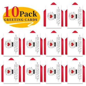 Detailed set of 10 white greeting cards with crystal ball design and red envelopes