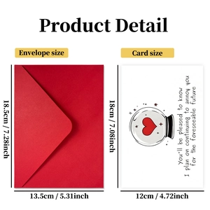 Humorous white greeting card and red envelope set with crystal ball and heart design