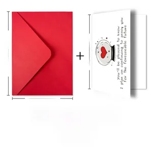 Detailed size specifications for minimalist white greeting card and red envelope set