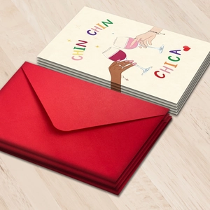 Romantische Grußkarten für Paare mit roten Umschlägen und festlicher Illustration