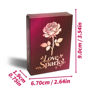 Juego de cartas romántico Love Sparks para parejas en caja burdeos con dorado