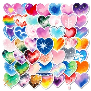 Watercolor Heart Stickers Waterproof PVC Decals For Phone Tablet Laptop Scrapbooking Diary DIY Art Cute Ins Style Stationery