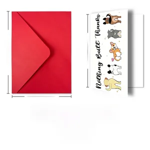 Creative thank you card set with red envelope and cute dogs illustrations 18x12cm