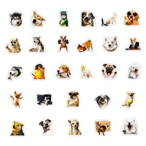 30pcs funny dog meme graffiti stickers featuring Husky, Corgi, and Shiba Inu breeds