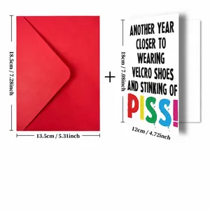 Tarjeta de cumpleaños divertida con sobre rojo dimensiones 18x13cm set de papelería