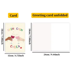 Size specifications for couple's greeting card showing closed and open dimensions