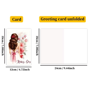 Detailed view of watercolor Mother's Day card with dimensions and open interior layout