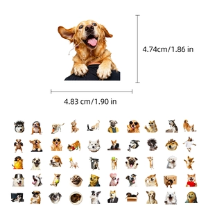 Detailed size specification for dog meme stickers with 45 unique breeds and realistic designs